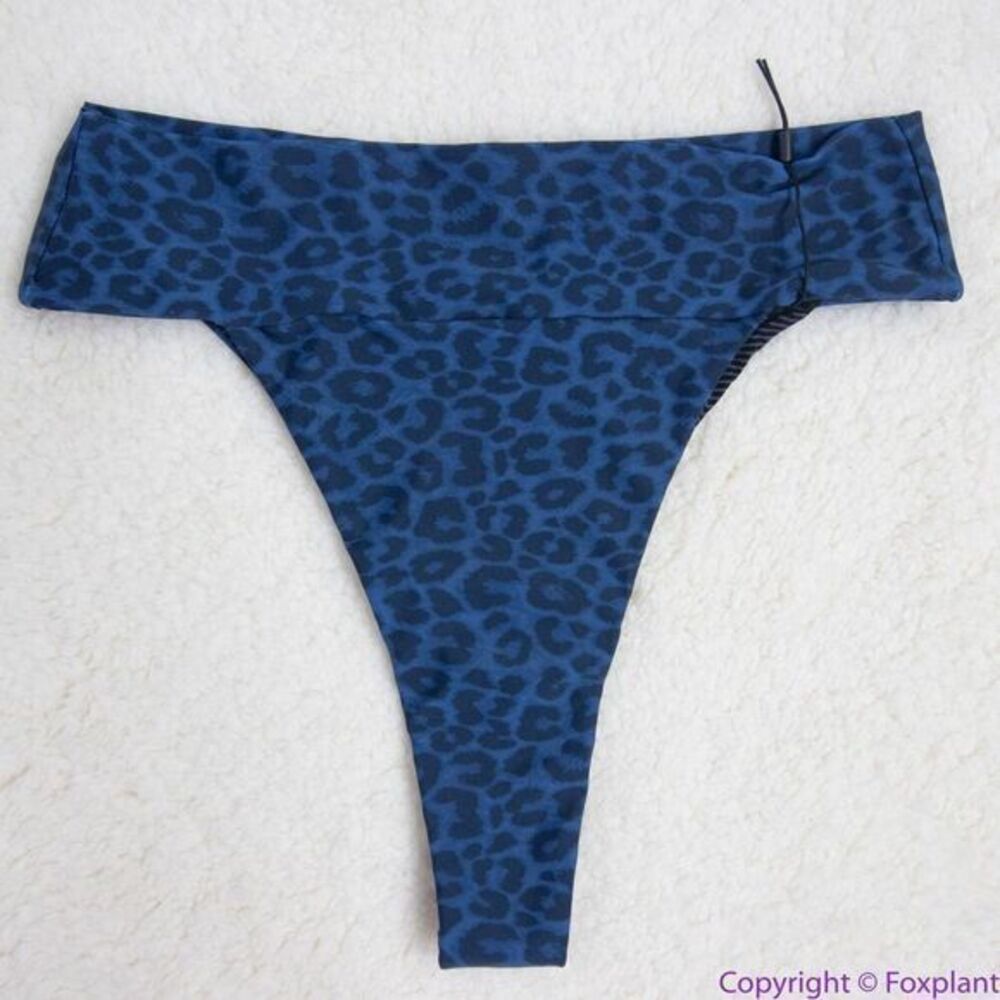 NEW Acacia Mateo bikini bottom leopard‎ animal print blue Amur, S